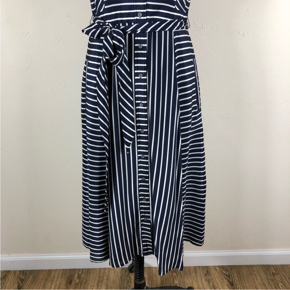 J. Crew Collection Navy and White Striped Midi Dress - Picture 8 of 15